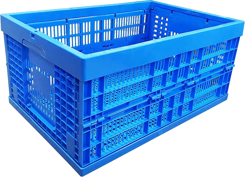 青いプラスチック収納ボックス 折りたたみコンテナオリコン12個